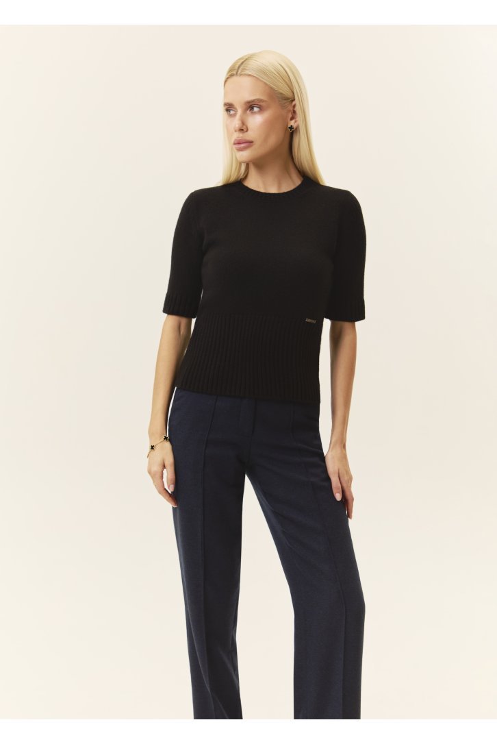 Short-sleeve merino wool sweater