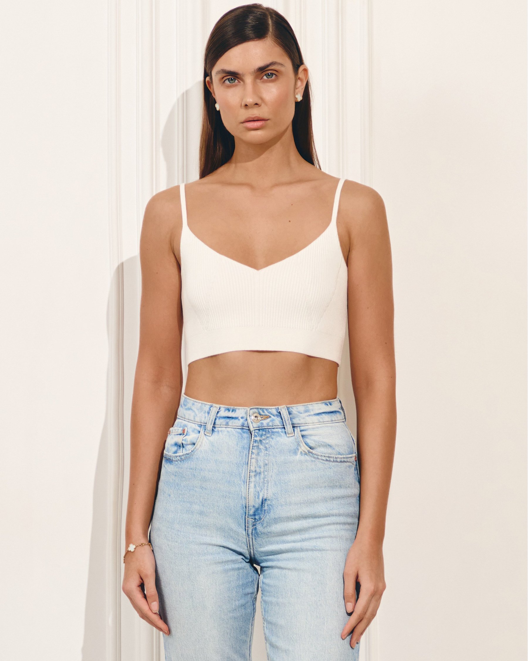 Women's top milk, viscose, Mareoni — knit detail