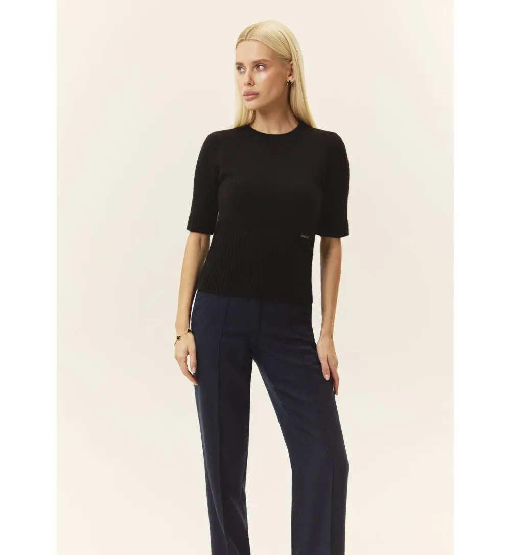 Short-sleeve merino wool sweater