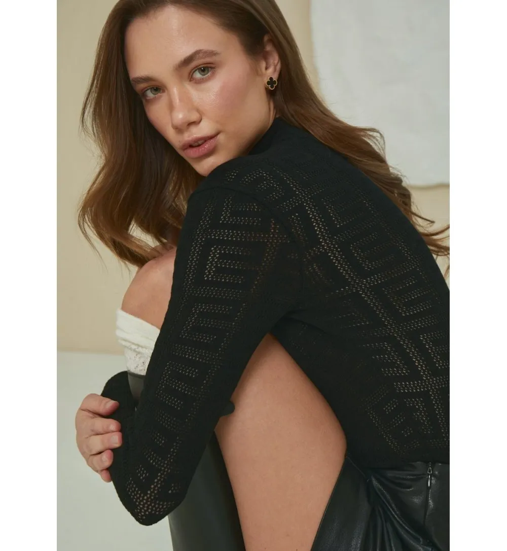 Viscose turtleneck with monogram 