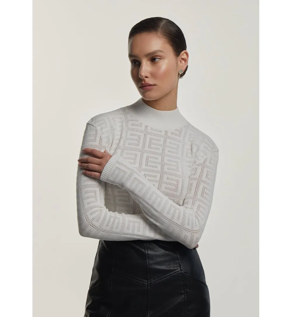 Viscose turtleneck with monogram 