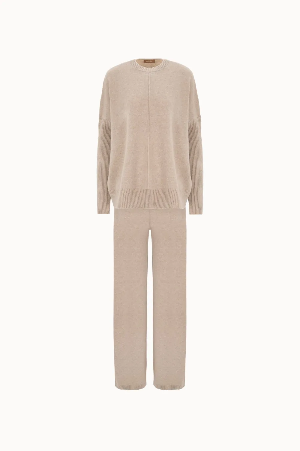 Suit with merino wool sweater and straight pants