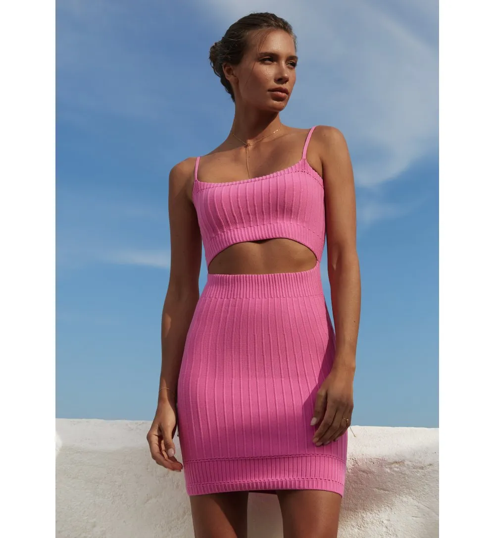 Textured mini dress with splendid cuts