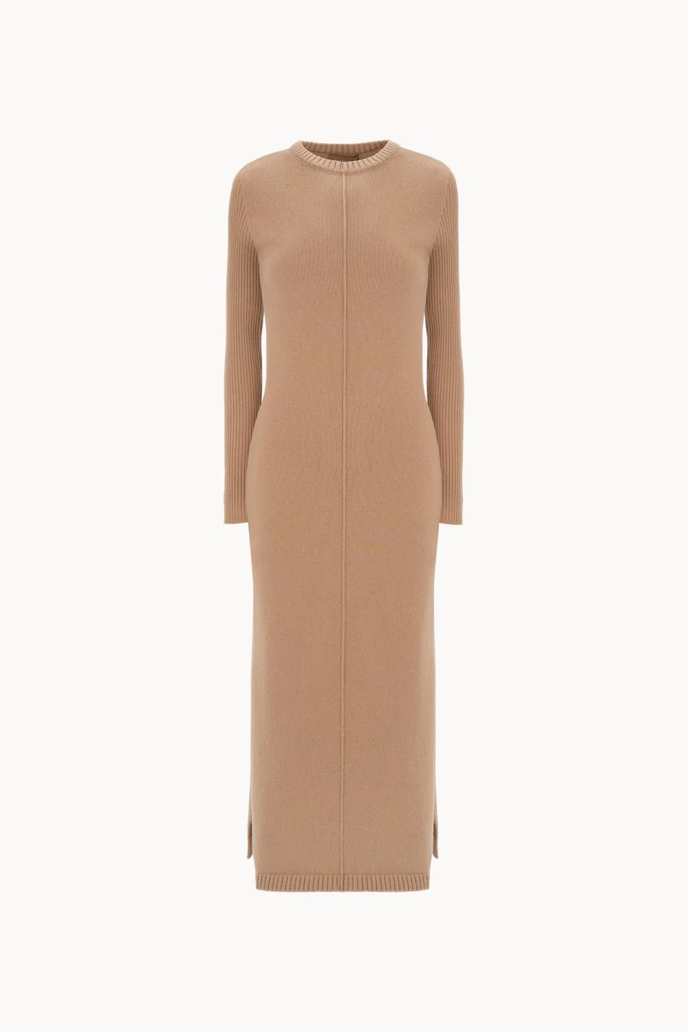 Basic merino wool midi dress with slits