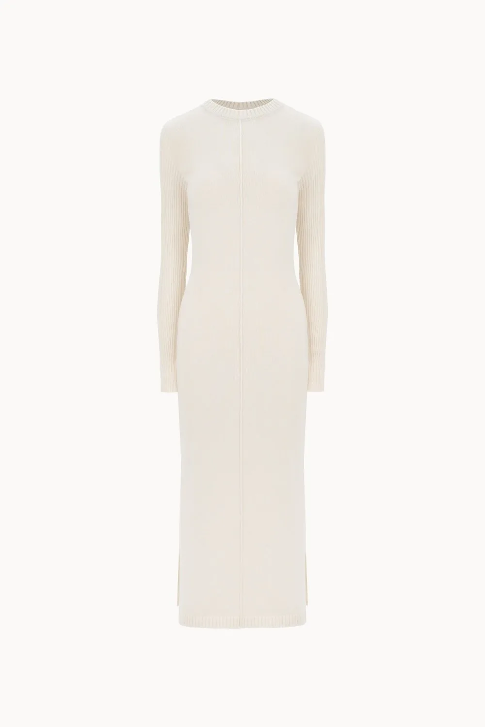 Basic merino wool midi dress with slits
